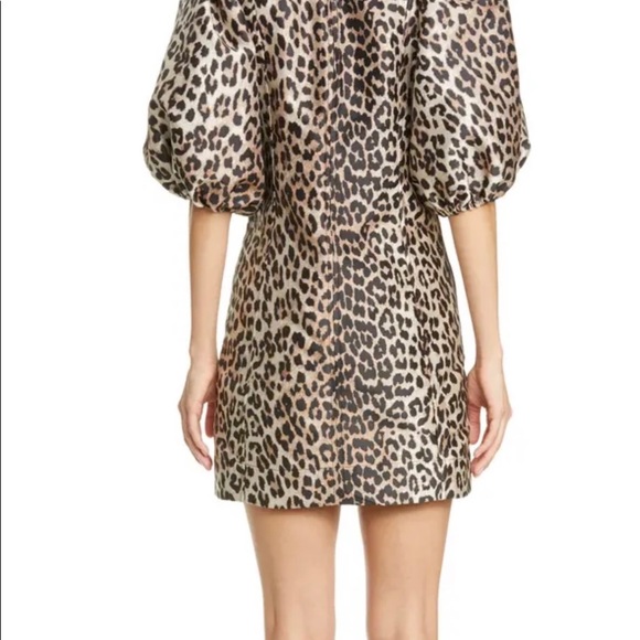 π NWT GANNI Leopard Jacquard Puff Sleeve Dress ππ - Picture 2 of 13